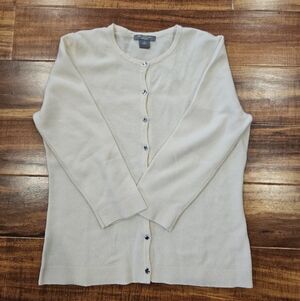 Ann Taylor Cashmere Button Up Cardigan Crystal Buttons